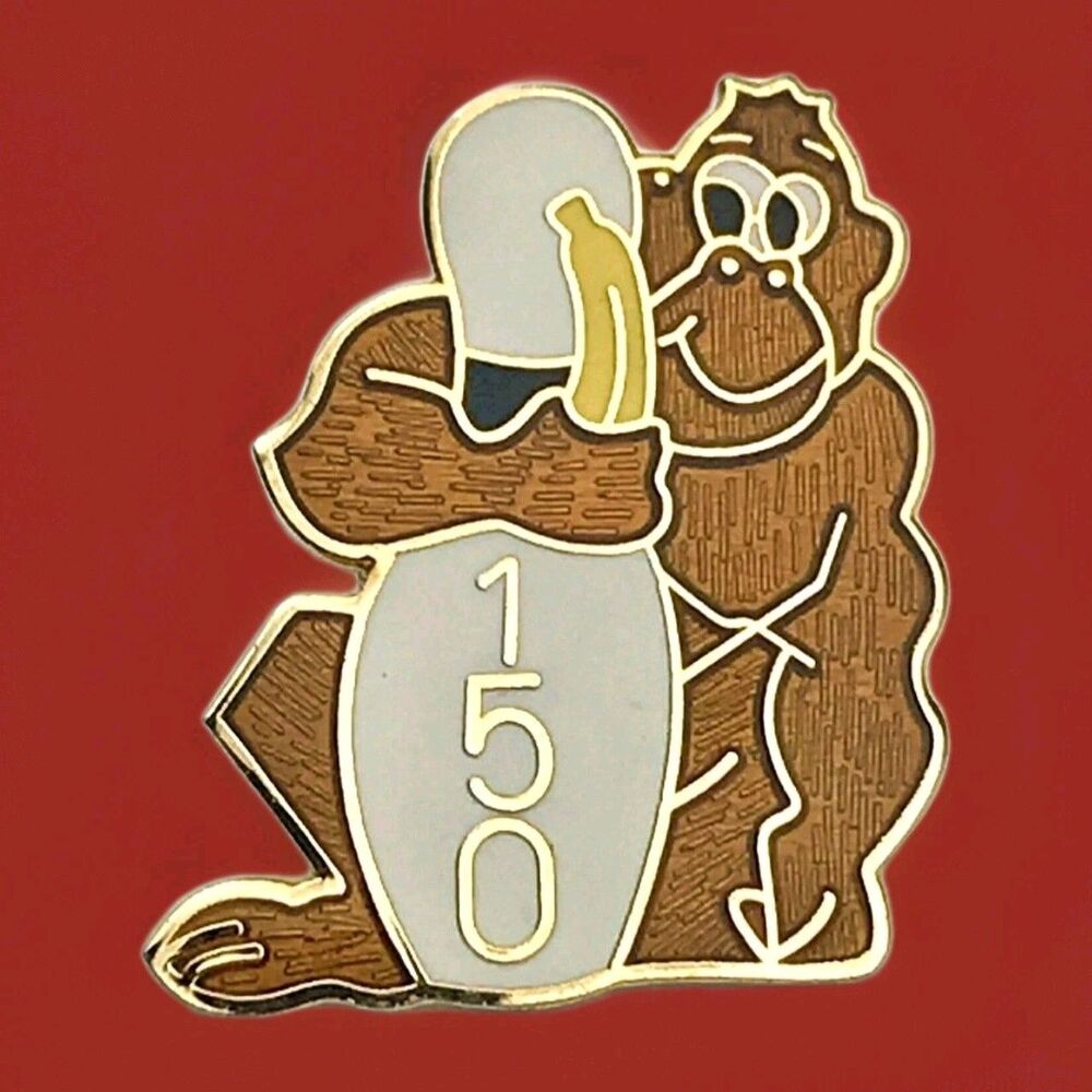 Bowling Award 150 Pin Gold Tone Enamel Metal Gorilla
